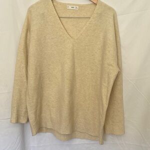 Mango Cream V-Neck Sweater